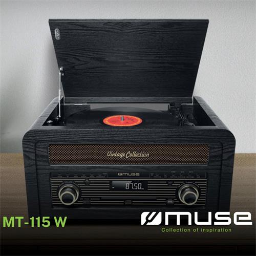 Muse MT115W Tocadisco BT/RADIO/CD Negro