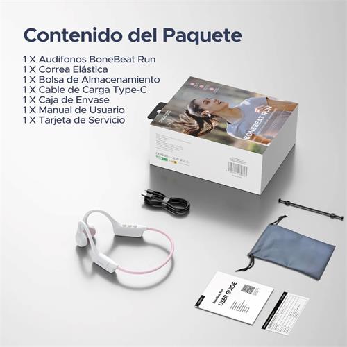 Doogee BoneBeat Run Auricular Deportivo de Conducción Osea Bluetooth Azul