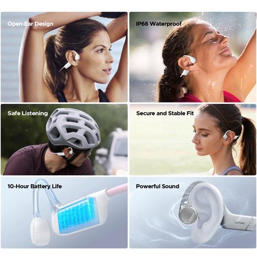 Doogee BoneBeat Run Auricular Deportivo de Conducción Osea Bluetooth Blanco