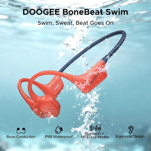 Doogee BoneBeat Swim Auricular de Conducción Osea BT y MP3 para Nadar Rojo