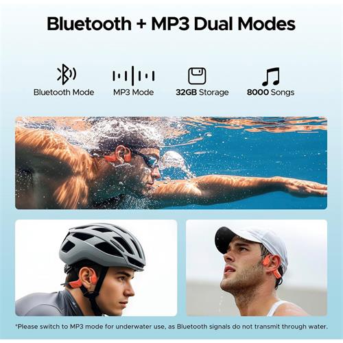 Doogee BoneBeat Swim Auricular de Conducción Osea BT y MP3 para Nadar Rojo