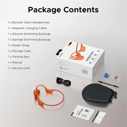 Doogee BoneAir Swim Auricular de Conducción Osea y Aerea BT y MP3 para Nadar Naranja