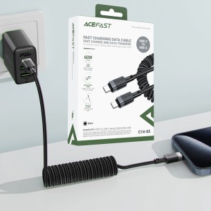 Cable USB-C a USB-C Acefast C14-03 60W Elástico Rizado Resistente 2