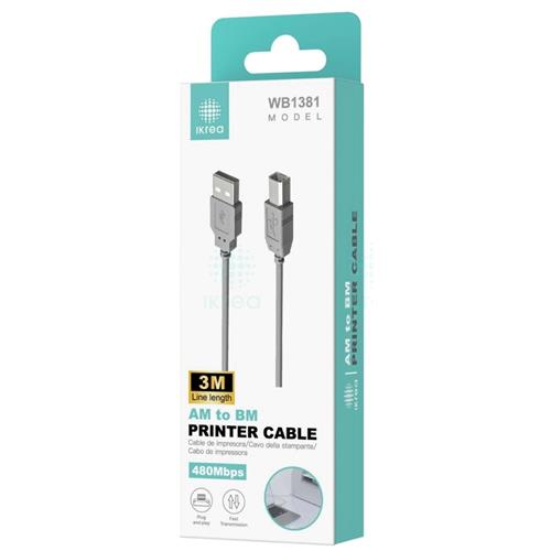 Ikrea WB1381 Cable de Impresora USB 2.0 3 Metros