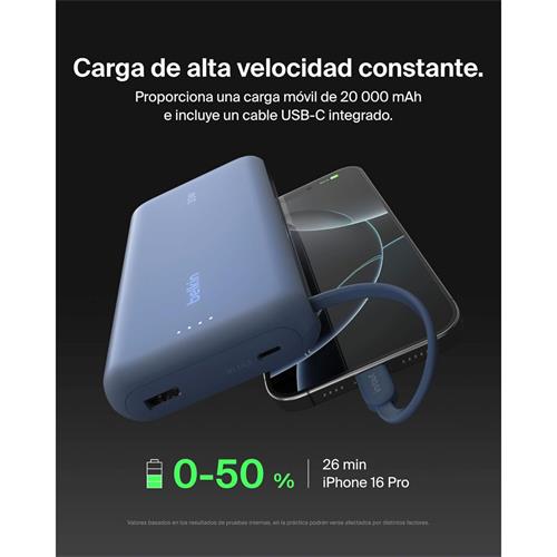 Powerbank Belkin 20.000 mAh Cable Integrado USB-C 30W Azul (BPB024HQBL)