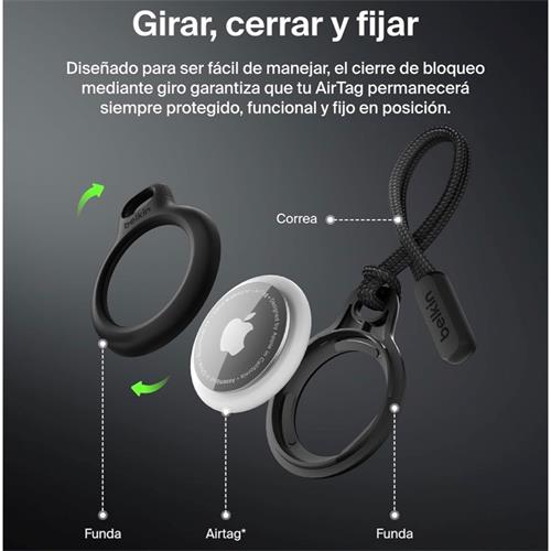 Belkin LLavero para Apple Air Tag Negro con Correa (F8W974BTBLK)