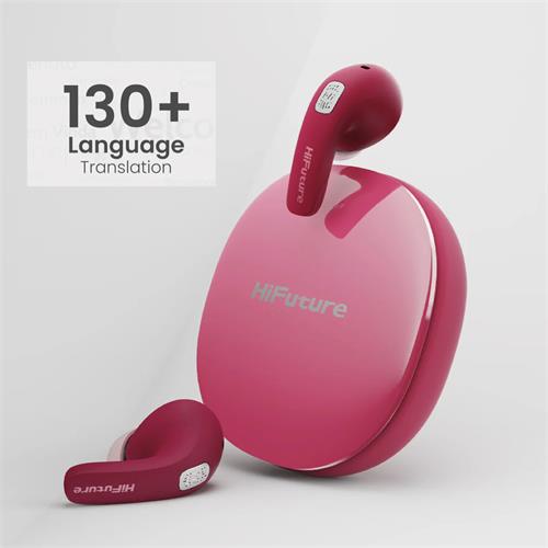 HiFuture FlyBuds4 AI Auricular Bluetooth con Tradución Simultanea de 130 idiomas Rosa
