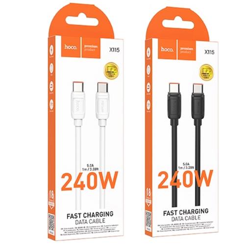 Cable USB-C a USB-C 240W 1 metro Reforzado Hoco X115 Negro