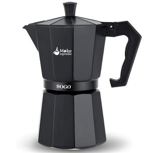 Sogo Moka Cafetera Italiana compatible con Inducción 6 Tazas Negra (CAL-SS-7610)