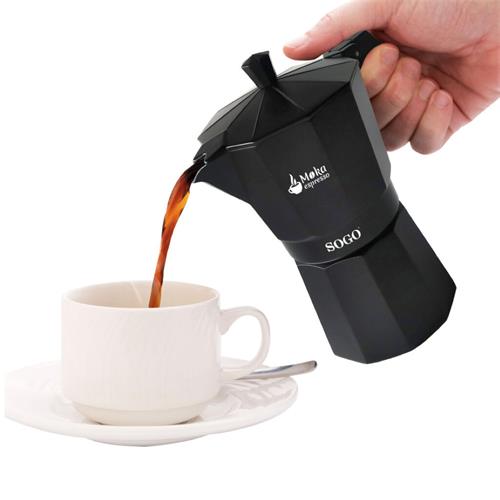 Sogo Moka Cafetera Italiana compatible con Inducción 6 Tazas Negra (CAL-SS-7610)