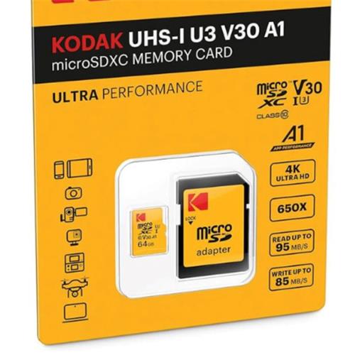 Memoria Micro SDXC 64GB UHS-I U3 V30 A1 100MB/S Kodak