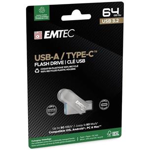 Memoria USB Dual 3.2 64GB USB-C y USB-A Emtec D280 2