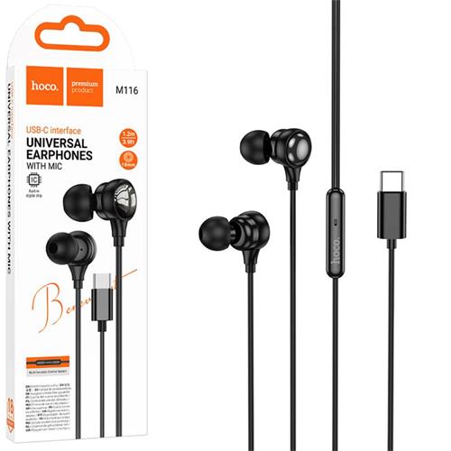 Hoco M116 Auricular con Micrófono y Conexión USB-C Negro
