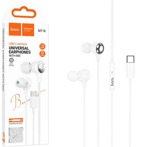 Hoco M116 Auricular con Micrófono y Conexión USB-C Blanco