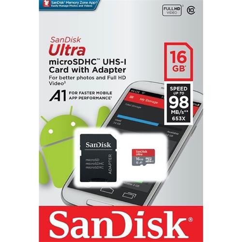 Sandisk Micro Sdhc Uhs-I 16Gb 98Mb/S