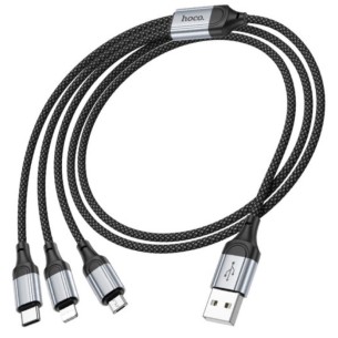 Cable USB-A a USB-C, Micro y LIghtning 3-1 Hoco X102 1 Metro Negro 2