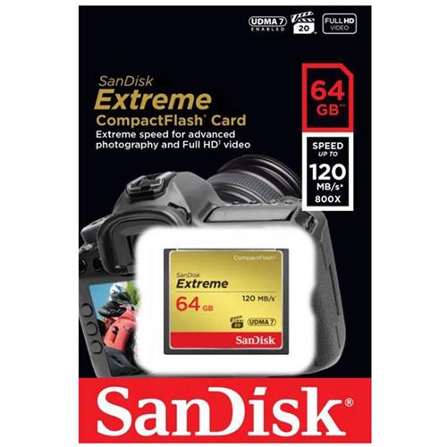 Mem. Compact Flash 64Gb Sandisk Extreme 120Mb/S