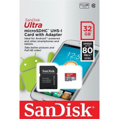 Mem. Micro Sdhc 32Gb Class 10 Sandisk 80Mb/S Uhs-I