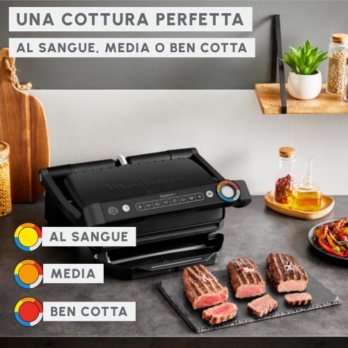 Moulinex GI717810 OptiGrill+, Parrilla Grill inteligente, 2100 W, 6 programas