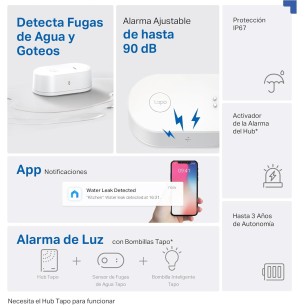 TP-Link Tapo T300 Sensor Inteligente de Fugas de Agua 2
