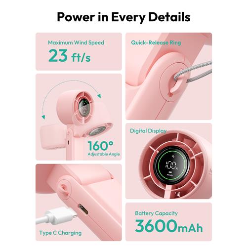 Aecooly PB02-A Ventilador de Mano Plegable Rosa