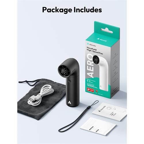 Aecooly PH02-A Ventilador de Mano Alta Velocidad Negro