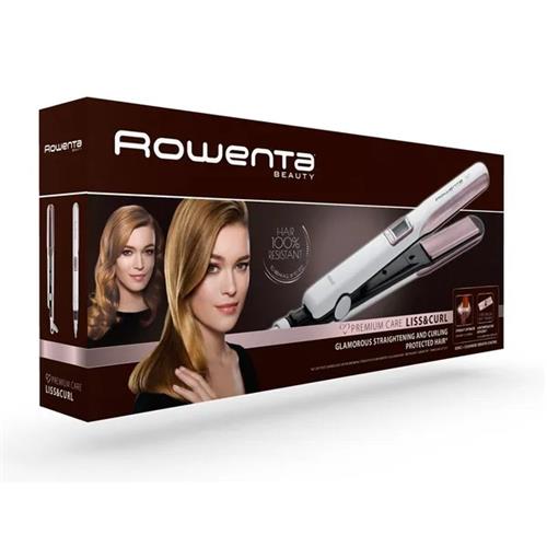 Rowenta Premium Care Liss & Curl SF7660 - Plancha de pelo alisadora y rizadora, Keratin