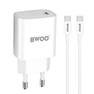 BWOO Cargador Rápido 20W Cable Type-C to Type-C 1 Metro Blanco (BO-CDA159C-C) 2