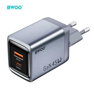 BWOO Cargador Rápido Gan 45W Doble Puerto USB-C Gris (BO-CDA240) 2