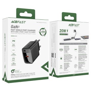 Cargador USB-C Acefast A82 PD20W GaN + Cable USB-C 1,2 Metros Negro 2