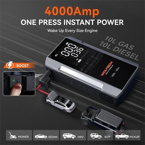 Wolfbox MegaVolt 24 Arrancador 12V 4.000 Amp y Compresor de Aire 165psi