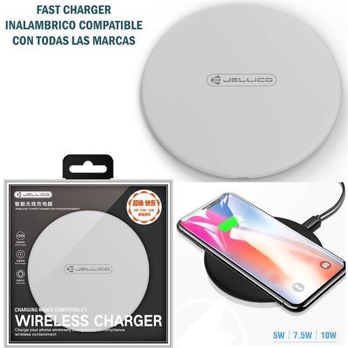 Jellico Cargador Inalámbrico 5W/7.5W/10W Blanco (Wx-6)