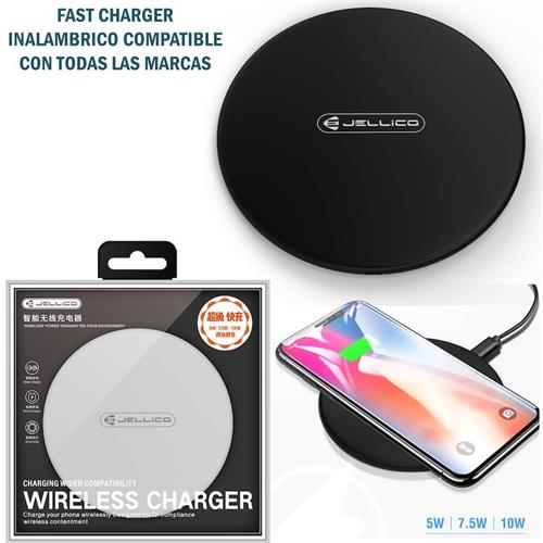 Jellico Cargador Inalámbrico 5W/7.5W/10W Negro (Wx-6)