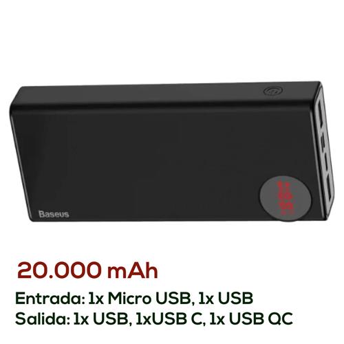 Powerbank Baseus Ppall-My01 20000 Mah Lcd Negro