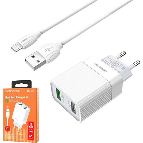 Borofone Ba39A Cargador Fast Qc3.0 2P White (Type-C)