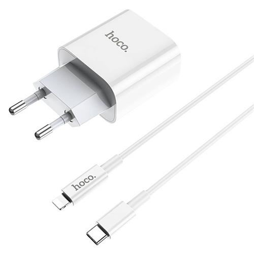 Hoco C76A Cargador 20W Type C + Cable Lightning Blanco