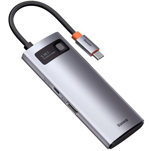 Adaptador USB-C 5-1 Baseus CAHUB-CX0G 3x USB 3.0 + HDMI + USB-C PD