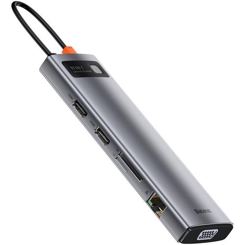 Adaptador USB-C 11-1 Baseus CAHUB-CT0 3xUSB 3.0 + 2xHDMI + PD + RJ45 + microSD/SD + VGA