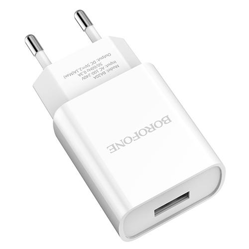 Borofone BA20A Cargador USB 2.0 Amp EU Blanco
