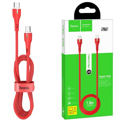 Cable Hoco X45 USB-C a USB-C 3A 60W 1.8metros Reforzado Rojo