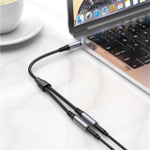 Cable Audio TRRS Splitter para clavija 3.5mm Hoco UPA21 3.5 Gris