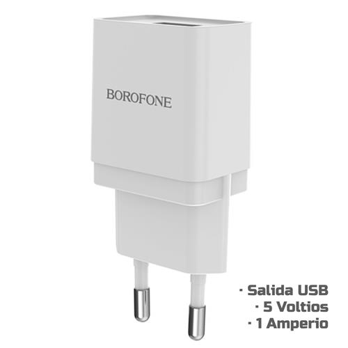 Cargador USB 1Amp Borofone BA19A Blanco