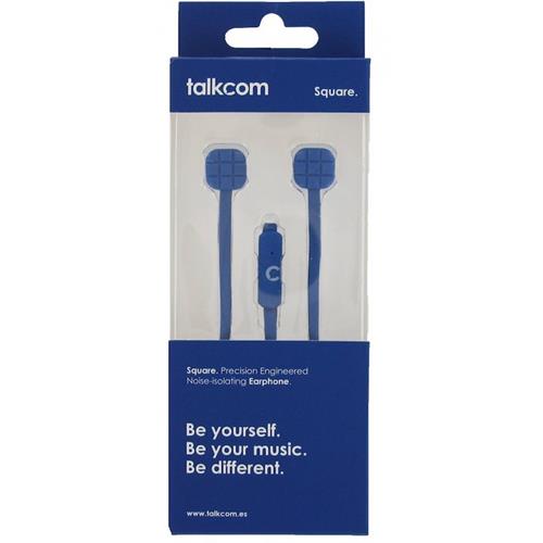 Talkcom Square Auricular Con Microfono Cable Plano Azul
