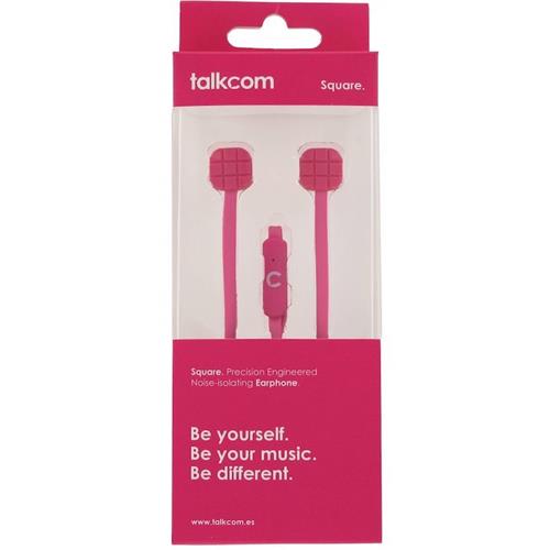 Talkcom Square Auricular Con Micrófono Cable Plano Rosa